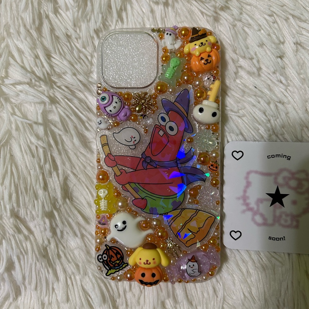 Handmade iPhone 15 Junk Case Halloween Spooky Hello Kitty Sanrio Spongebob Y2K